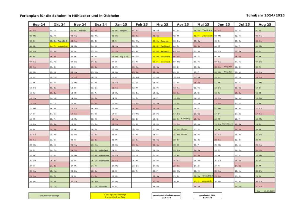 Ferienplan